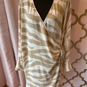 H&M Beige and White Zebra Patterned Dress
